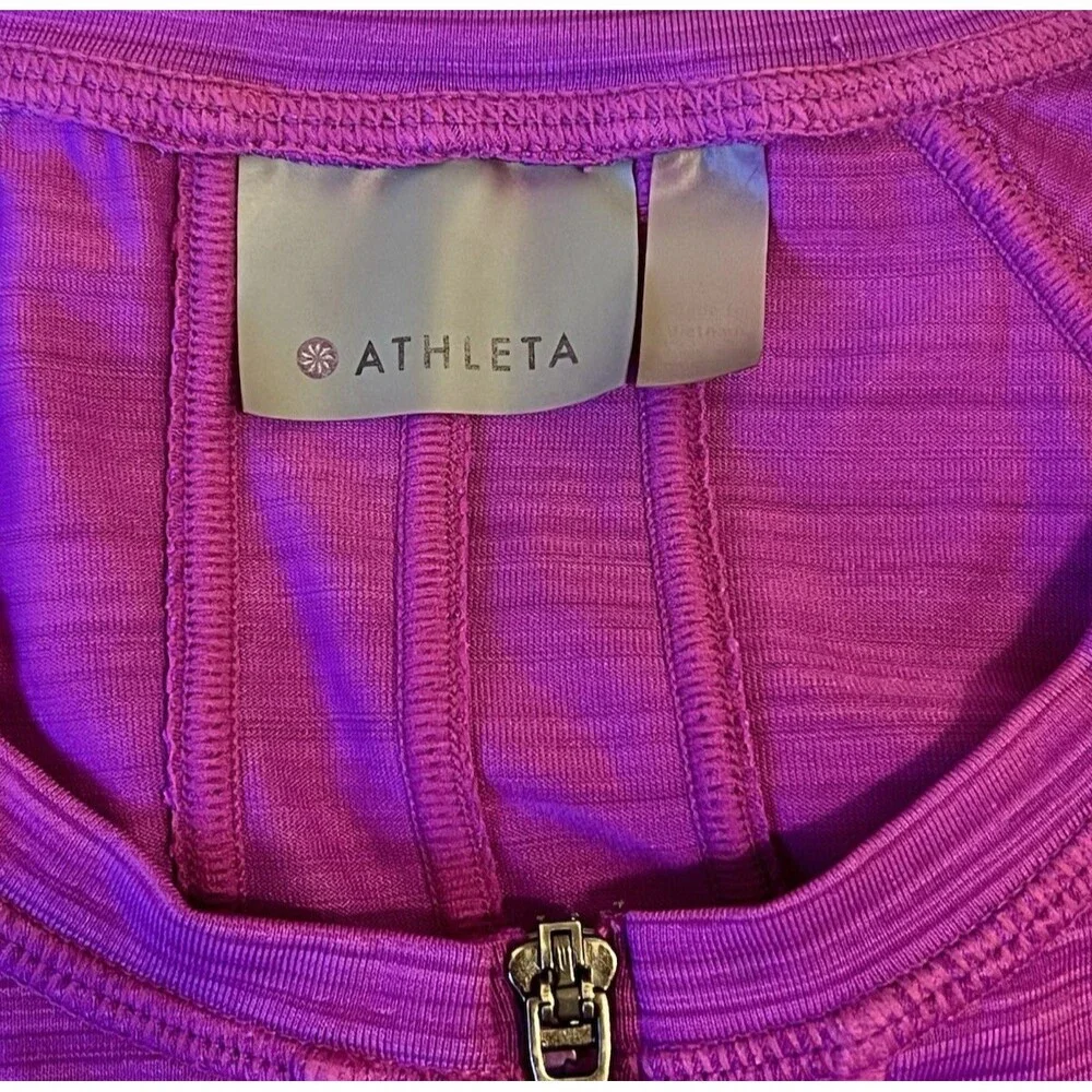 ATHLETA Jazzy Purple Pacifica UPF Tee 2 Fitted Wicking Stretch Surf 1/4 Zip XS/S - Picture 3 of 5